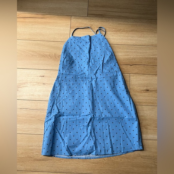 NWT - COTTON ON Square Neck Cross Tie Open Back Tennis Dress - Blue Polka Dot - Picture 1 of 3